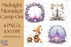 Midnight Monster Camp Out Clipart PNG, Halloween Png Product Image 1