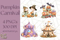 Creepy Carnival Halloween Clipart PNG with Hayride Art Product Image 1