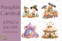 Creepy Carnival Halloween Clipart PNG with Hayride Art Product Image 1