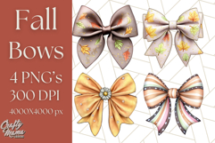 Fall Bow Clipart, Autumn Hair Bows PNG, Fall Ribbon Png Product Image 1
