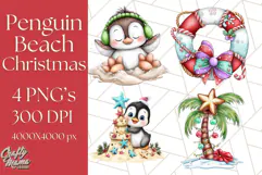 Christmas Penguins The Beach Clipart PNG, Tropical Holiday Product Image 1