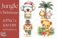 Safari Christmas PNG Clipart, Cute Jungle Animal Art Product Image 1
