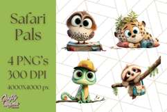 Cute Safari Animal Clipart with Jungle Accessories Png Product Image 1