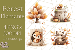 Woodland Forest Scene PNG Clipart, Fall Nature Elements Product Image 1