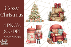 Cozy Christmas Clipart, Santa and Friends PNG Graphics Product Image 1
