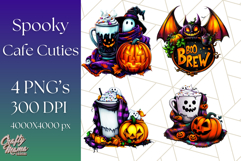 Spooky Café Cuties Halloween PNG Clipart, Holiday Elements Product Image 1