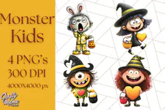 Monster Kids Clipart PNG, Cute Halloween Costume Art Product Image 1