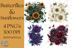 Sunflower and Butterfly PNG Clipart, Bright Jewel Tones Png Product Image 1