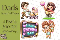 Father's Day Clipart PNG, Funny Dad Cartoon Clip Art Product Image 1