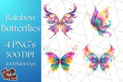 Colorful Butterfly Clipart PNG Clipart, Rainbow Butterfly Product Image 1