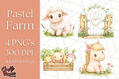 Pastel Farm Nursery PNG Clipart, Baby Animals And Elements Product Image 1