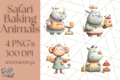 Cozy Safari Baking Animals PNG, Cute Jungle Kitchen Art Product Image 1