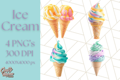 Ice Cream Clipart PNG, Summer Treats Clip Art, Swirl Cone Product Image 1