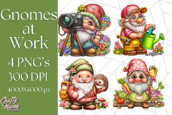 Gnomes at Work Clipart PNG, Cute Gnomes PNG Illustration Product Image 1
