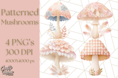 Dreamy Patterned Mushroom Clipart PNG, Forest Elements Png Product Image 1
