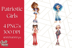 Patriotic Fashion Girl Clipart PNG for 4th of July Product Image 1