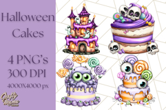Whimsical Halloween Cake Clipart PNG, Spooky Desserts Product Image 1