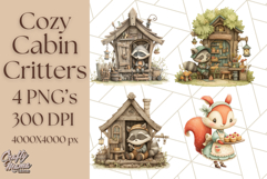 Cozy Cabin Critters Clipart PNG, Fall Animal Png Product Image 1