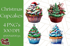 Christmas Cupcake PNG Clipart, Cute Food PNG, Holiday Treat Product Image 1