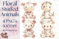 Pink Floral Stuffed Animal Clipart PNG, Cute Stuffed Animals Product Image 1