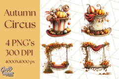 Autumn Circus Clipart Carnival Tent Fall PNG, Vintage Circus Product Image 1