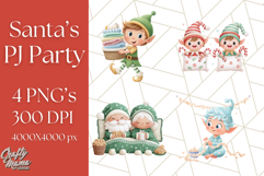 Santa’s Pajama Day Clipart, Cute Christmas Bedtime PNG Product Image 1