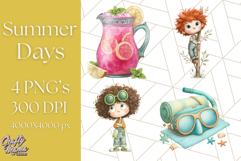 Summer Days Clipart, Whimsical Kids PNG Graphics Product Image 1