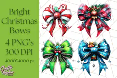 Bright Shiny Christmas Bows PNG Clipart, Winter Holiday Png Product Image 1