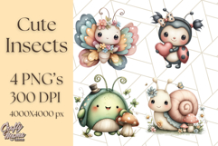 Cute Insects Clipart, Cartoon Bugs, Bug PNG Illustrations Product Image 1