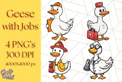 Goose Occupation Clipart PNG, Cute Job-Themed Graphics Product Image 1