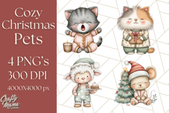 Christmas Pets in Pajamas Clipart PNG, Christmas Png Clipart Product Image 1
