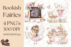 Bookish Fairy PNG Clipart, Whimsical Reading Elements Png Product Image 1