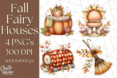 Fall Fairy House Clipart PNG, Autumn Homes and Decor Product Image 1