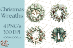 Christmas Wreath Clipart, Holiday Greenery PNG Illustrations Product Image 1