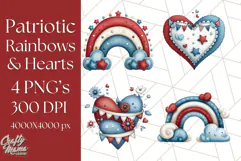 Patriotic Scandinavian Rainbow Clipart PNG, 4th Of July Png Product Image 1