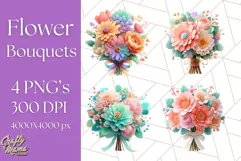 Pastel Flower Bouquet PNG Clipart, Elegant Floral Art Product Image 1