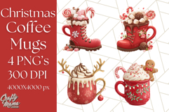 Christmas Coffee Mugs Clipart PNG Festive Cups Product Image 1