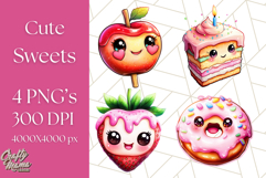 Sweet Treat Face PNG Clipart, Cute Kawaii Dessert Art Png Product Image 1