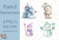Pastel Snowman Clipart PNG, Cute Soft Winter Graphics Product Image 1