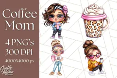 Sassy Mom Coffee PNG Clipart, Messy Bun Mom Life PNGs Product Image 1
