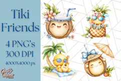 Tropical Tiki Friends PNG Clipart, Cute Summer Art Product Image 1