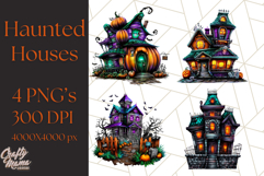 Haunted Houses Clipart PNG, Spooky Halloween Homes Product Image 1