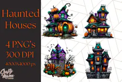 Haunted Houses Clipart PNG, Spooky Halloween Homes Product Image 1