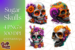 Bright Sugar Skull PNG Clipart, Halloween Colorful Skull Png Product Image 1