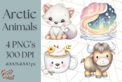 Cute Arctic Animal Clipart PNG, Cute Winter Animals Png Product Image 1