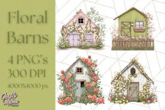 Vintage Cottagecore Barn PNG Clipart, Farmhouse Style Product Image 1