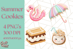 Summer Iced Cookie Clipart PNG, Cute Tropical Cookies Product Image 1