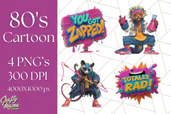 Forgotten 80s Cartoon Clipart PNG, Retro Animal Heroes Product Image 1