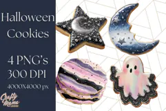 Halloween Cookie Clipart PNG, Spooky Sugar Treat Art Product Image 1