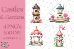 Princess Castle Clipart PNG, Enchanted Garden Artwork Product Image 1